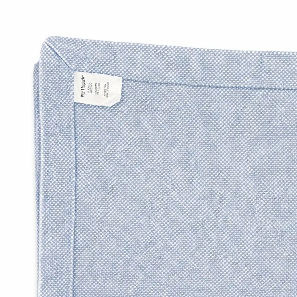 Pier 1 Imports Set Of 7 Placemats Blue 100% Cotton Textured Coastal Farmhouse